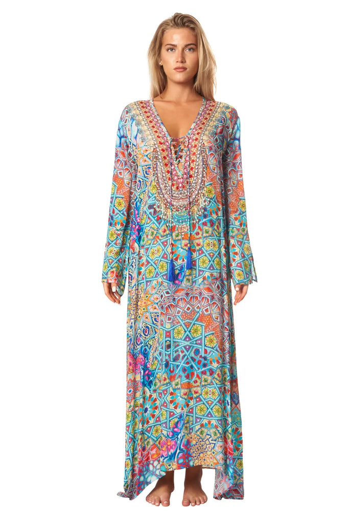 River Bed Long Caftan Dress - La Moda Clothing