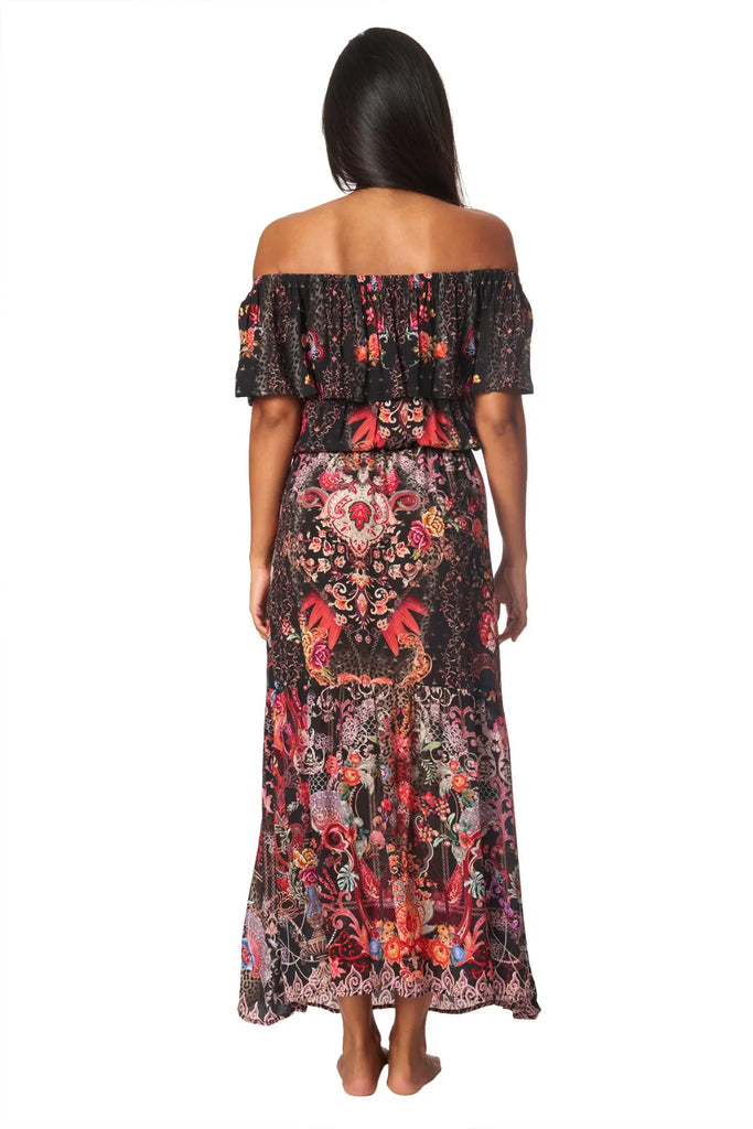 Forest Festival Long Off the Shoulder Dress - La Moda Clothing