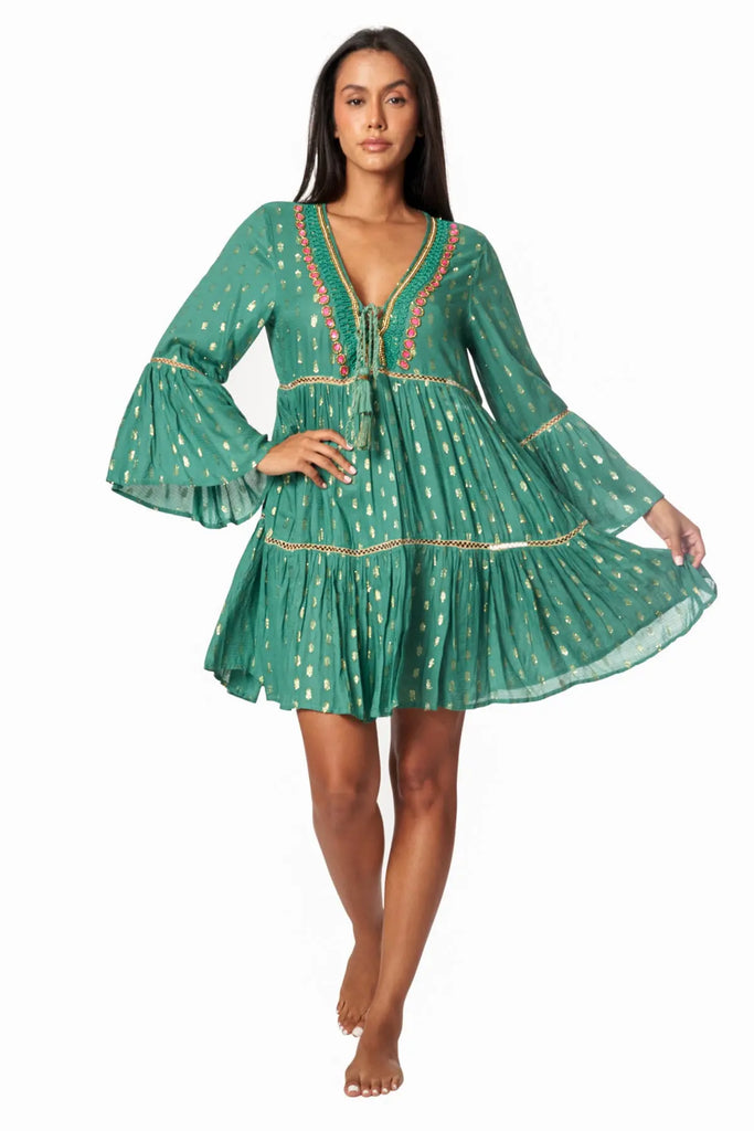Flowy Flared Sleeve Casual Mini Dress - La Moda Clothing