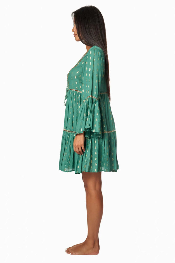 Flowy Flared Sleeve Casual Mini Dress - La Moda Clothing
