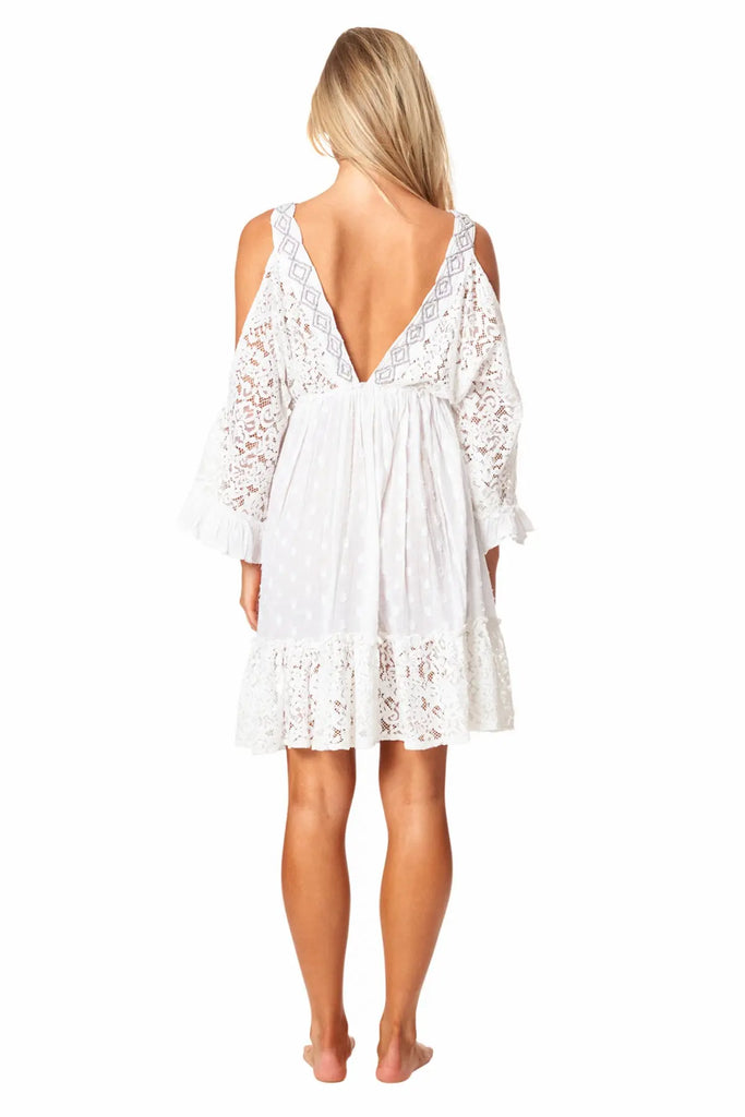 Cold Shoulder Casual Mini Dress - La Moda Clothing