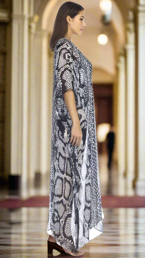 Front Open Maxi Kaftan - Side Drape Maxi Kaftan - La Moda Clothings