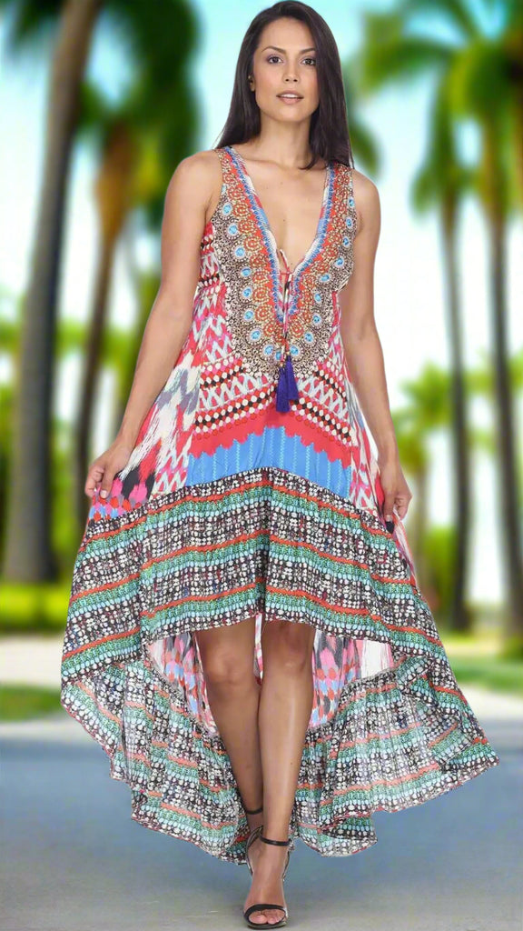 High Low Dresses Resort Beach Boho Casual Summer Evening Vestido Dress Vacation Travel Bohemian - La Moda Clothings