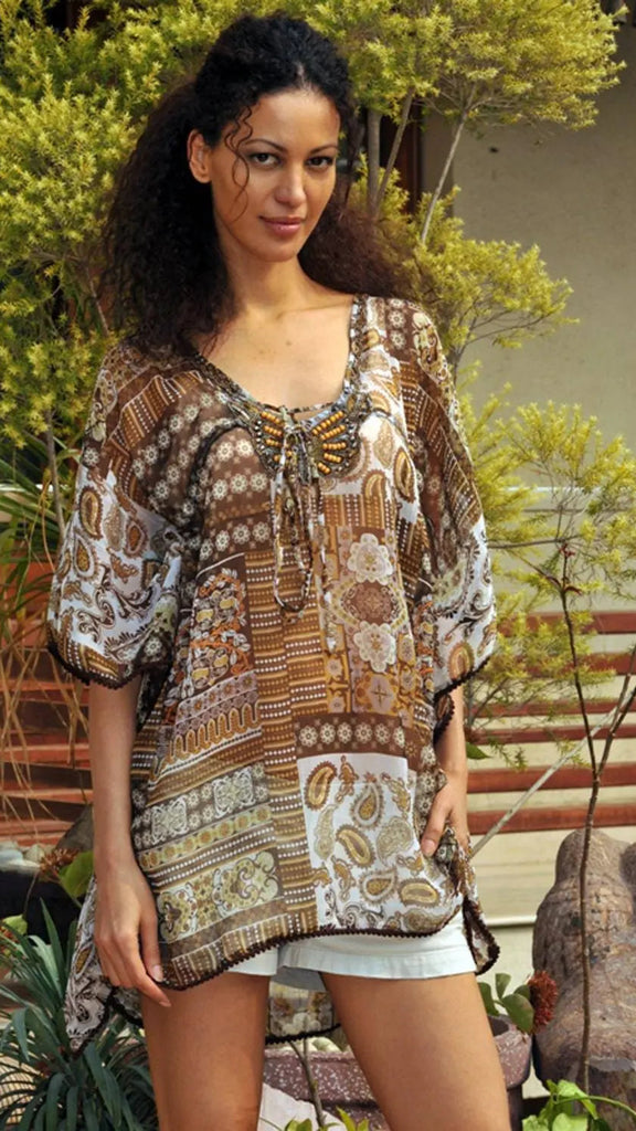 Beaded Kaftan to wear over a Swimsuit or Pair with Shorts for casual wear | Resort Wear Wholesalers - La Moda Clothings