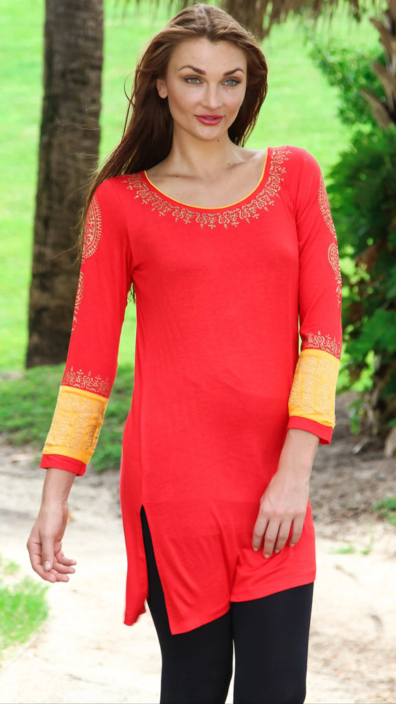 Block Printed knitted Tunic Wholesale | Resort Wear Wholesale - La Moda Clothings