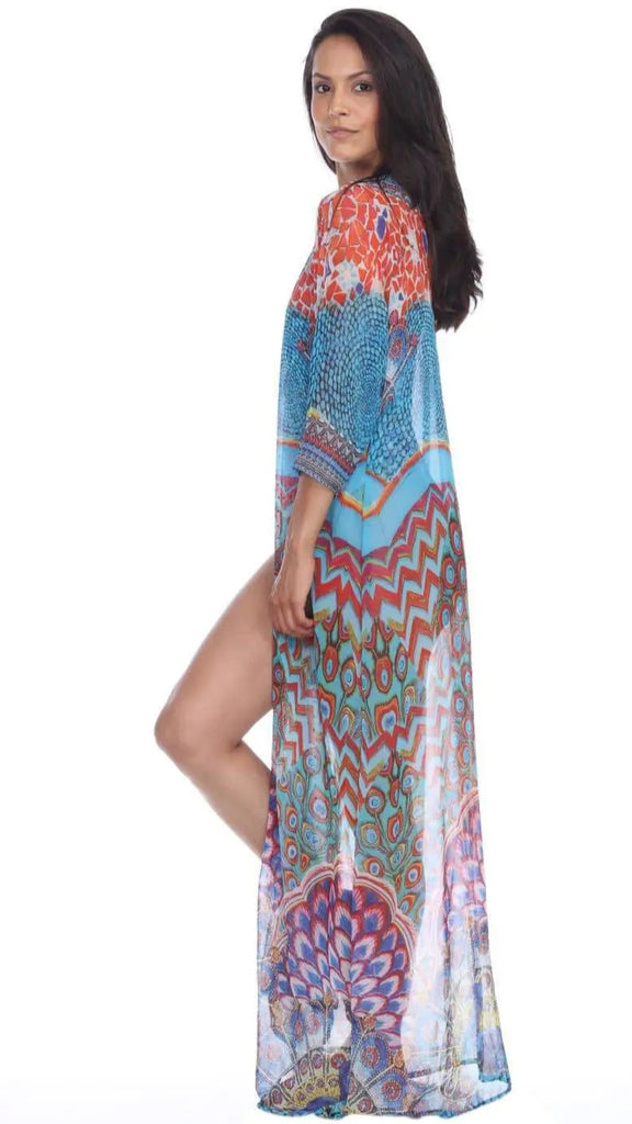 Wholesale Designer Swimwear Cover Up Kimonos For Women In Multi-Color Prints In Imported Polyester - La Moda Clothings