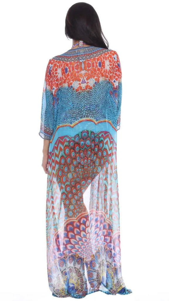 Wholesale Designer Swimwear Cover Up Kimonos For Women In Multi-Color Prints In Imported Polyester - La Moda Clothings