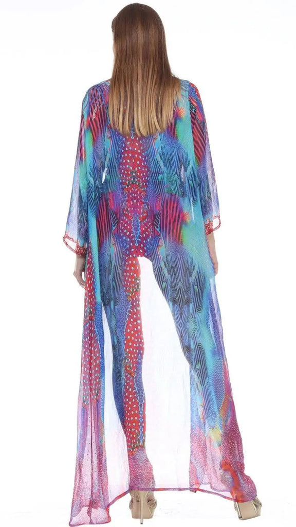 Wholesale Swimwear Cover Up Sheer  Kimonos For Women In Polyester With Multi-Color Prints - La Moda Clothings