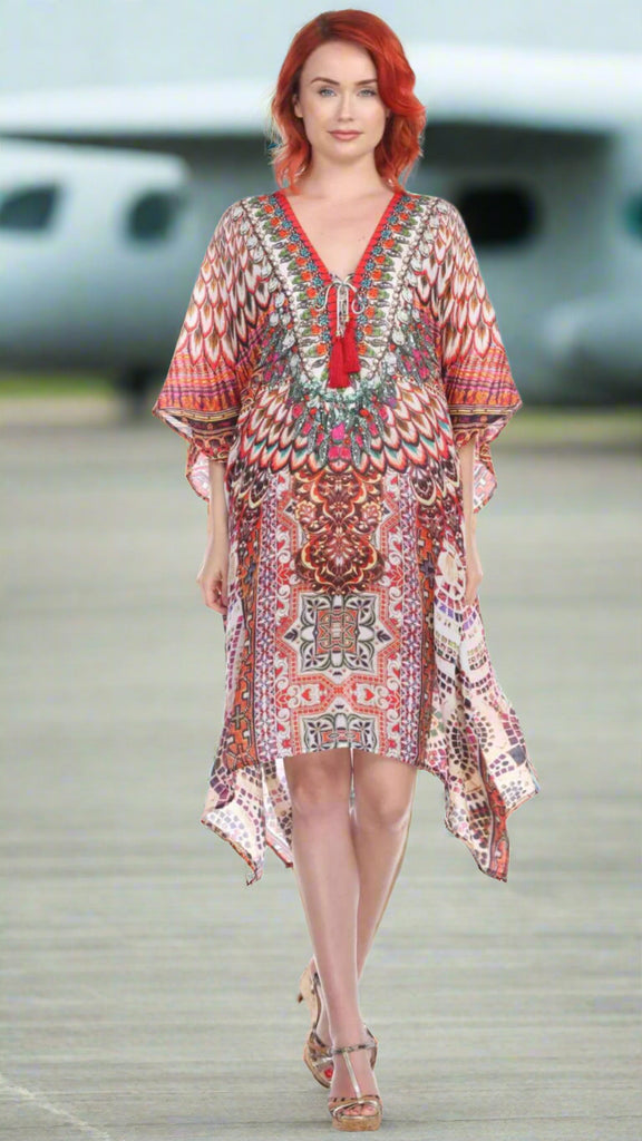 Designer Women's Beach Kaftan Dress in Viscose Silk - La Moda Clothings