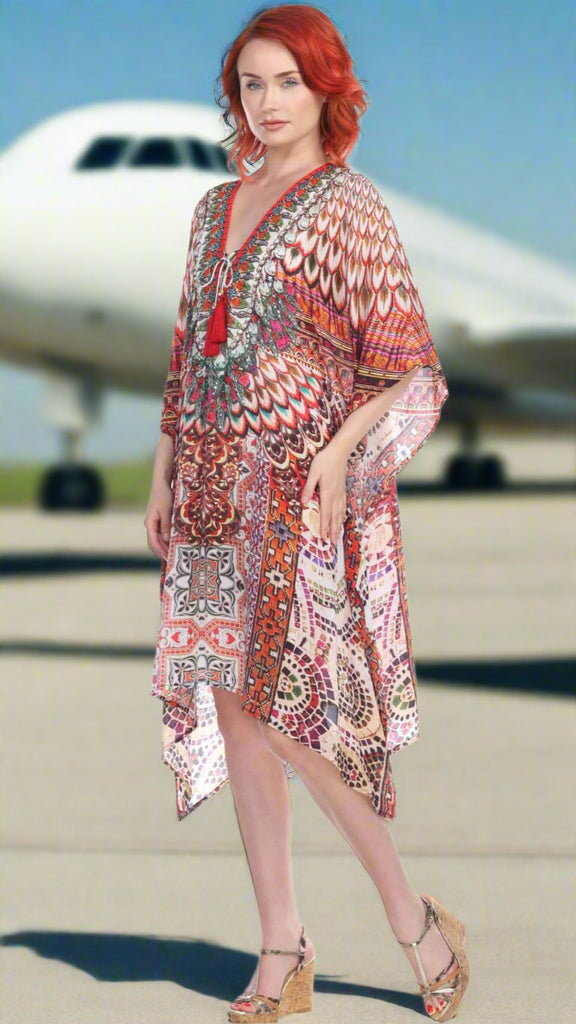 Designer Women's Beach Kaftan Dress in Viscose Silk - La Moda Clothings
