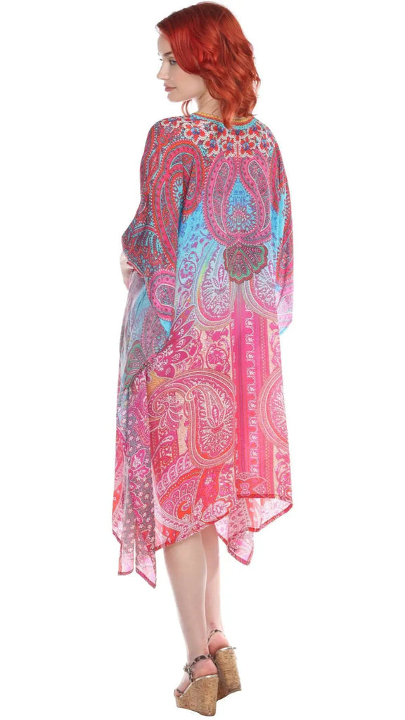 Multi Color Viscose Silk Designer Kaftan Dress - La Moda Clothings