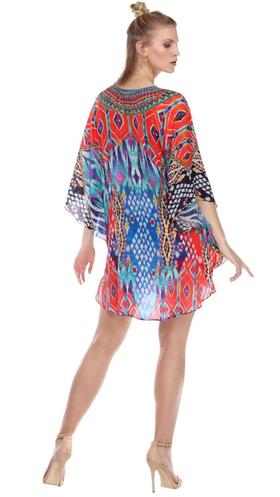 Short Balloon Kaftan Silk Beachwear - La Moda Clothings