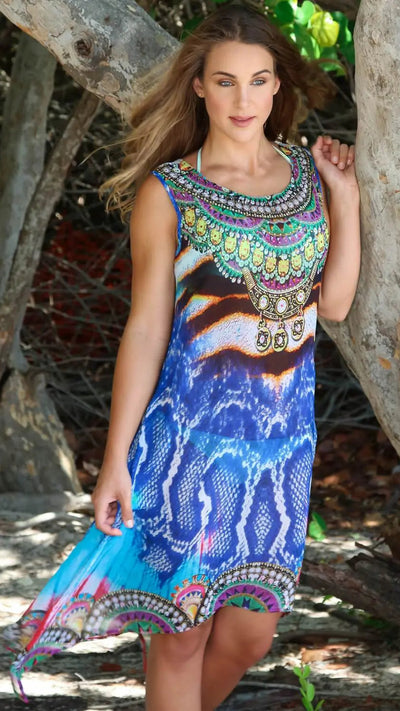 Blue Python Midi Dress from La Moda 17012 MD - Wholesale Wholesale La Moda Clothings