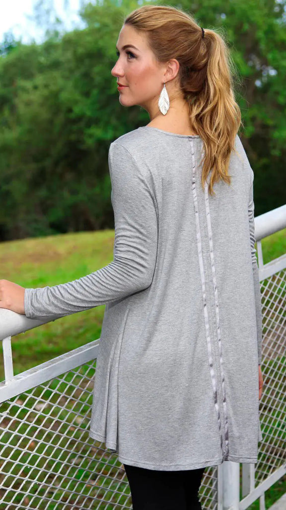 Hi Low Tunic Top in Charcoal and Ash Colors | Knit Tunics Wholesale - La Moda Clothings