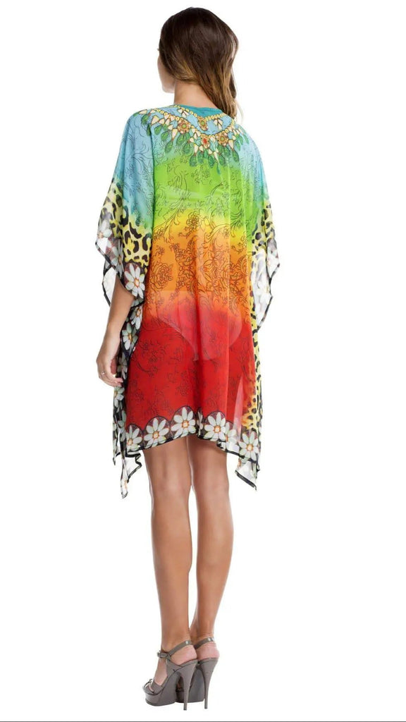 Multi Color Sheer Kaftan / Cover Up - La Moda Clothings
