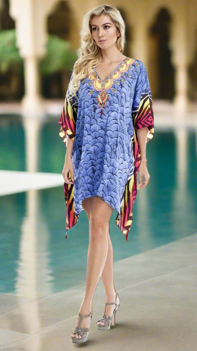 Multi Color Sheer Kaftan / Cover Up - La Moda Clothings
