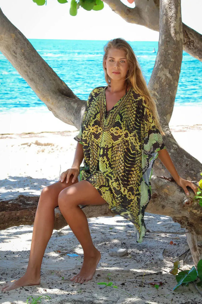 Multi Color Sheer Kaftan / Cover Up - La Moda Clothings
