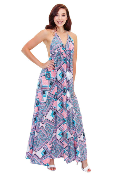Rayon Luxury Resort Strappy Maxi Dress For Beachwear and Cruise Wear - La Moda Clothings