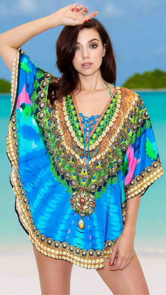 Relaxed Multi Color Short Balloon Kaftan - La Moda Clothings