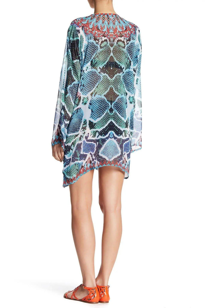 Sheer Printed Kaftan-Style Cover-Up - La Moda Clothings