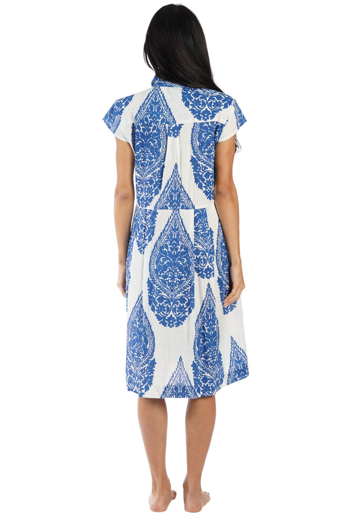 Wholesale Blue Damask Midi Dress