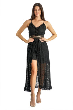 Lace Romper Dress with Shorts - La Moda Clothing