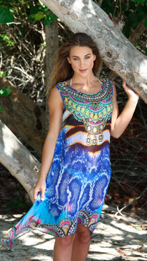 Blue Python Midi Dress from La Moda 17012 MD  Wholesale La Moda Clothing