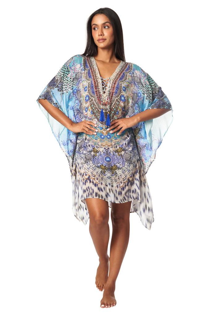 Luxury Silk Caftan Dress - La Moda Clothing