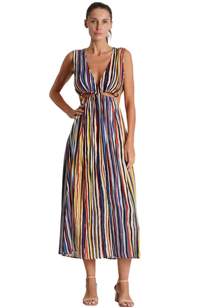 Cutout Striped Maxi Dress  La Moda Clothing