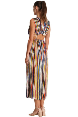 Cutout Striped Maxi Dress  La Moda Clothing