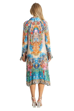 A-Line Kaftan Collar Dress - La Moda Clothing