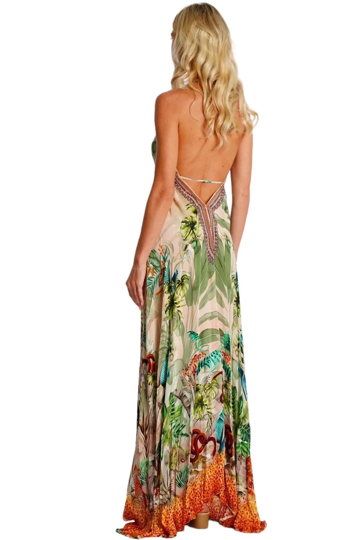 la moda clothing maxi dress Island Size:16.0 Built-in Padding Day Party Morissa Halter Cut Out