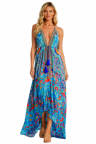 Tropical Halter Maxi Dress  La Moda Clothing