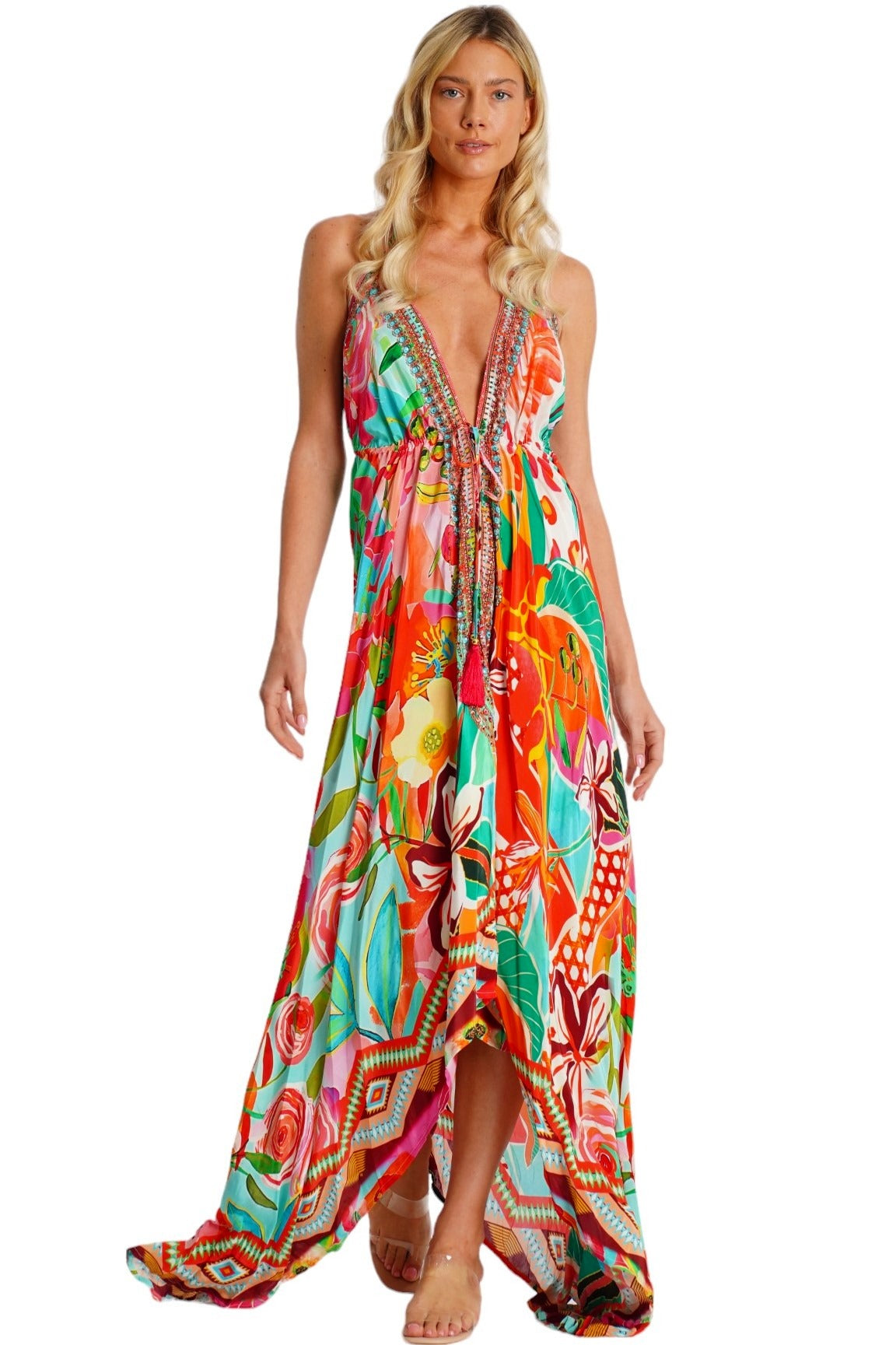 Hi-Low Halter Maxi Dress