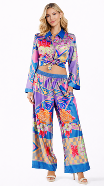 Luxury Resort Wear Set – Tropical Vacation Shirt & Palazzo Pants | Club Moda  La Moda Clothing