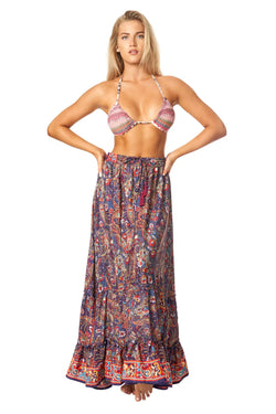 Boho Positano Inspired Floral Maxi Skirt - La Moda Clothing