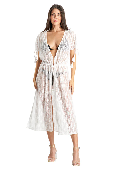 Under the Cabana White Sheer Lace Cover-Up Wrap Skirt