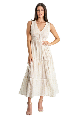 Off White Tiered Maxi Resort Dress - La Moda Clothing