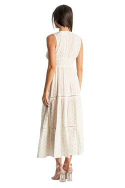 Off White Tiered Maxi Resort Dress - La Moda Clothing