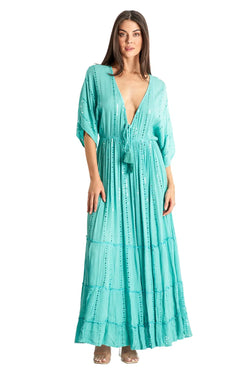 white embellished maxi resort vacation dress - La Moda Clothing