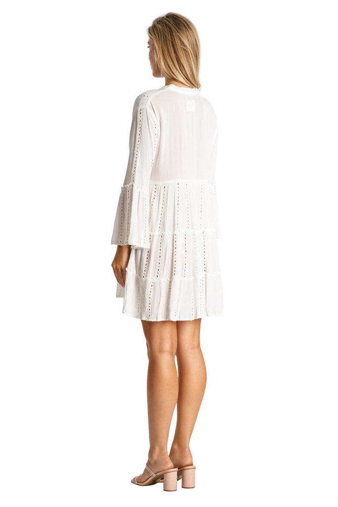 White Tiered Mini Dresses - La Moda Clothing