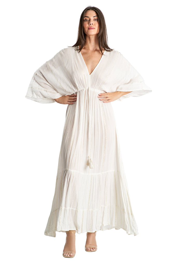 White Maxi Robe Resort Dress - La Moda Clothing