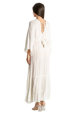 White Maxi Robe Resort Dress - La Moda Clothing