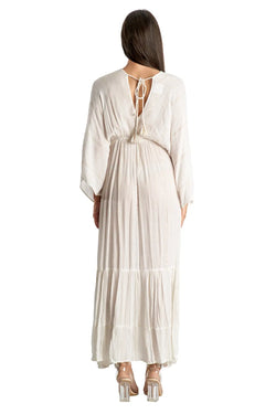 White Maxi Robe Resort Dress - La Moda Clothing