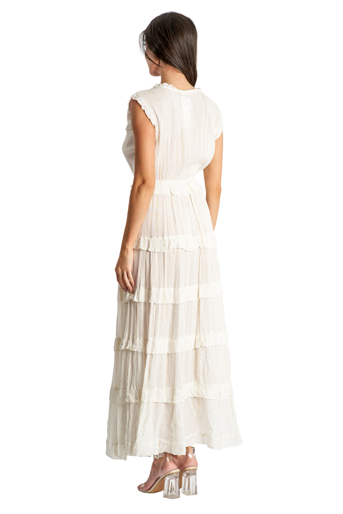 Tiered Maxi Dress in White - La Moda Clothing
