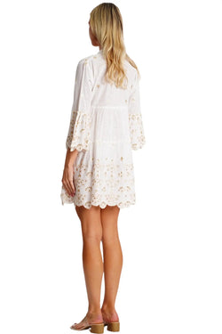 White Embroidered Mini Dress  La Moda Clothing