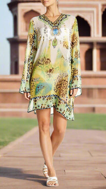 Jungle Print Tunic in flowy sheer fabric perfect for Tropical or Island Vacation | Tunics Wholeslae  Wholesale La Moda Clothing
