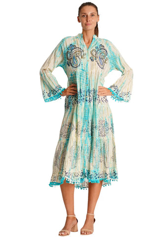 Tie Dye Embroidered Shirt Dress  La Moda Clothing