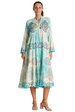 Tie Dye Embroidered Shirt Dress  La Moda Clothing