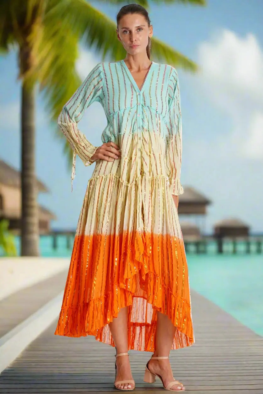 Ombrey Tiered High Low Dress  La Moda Clothing